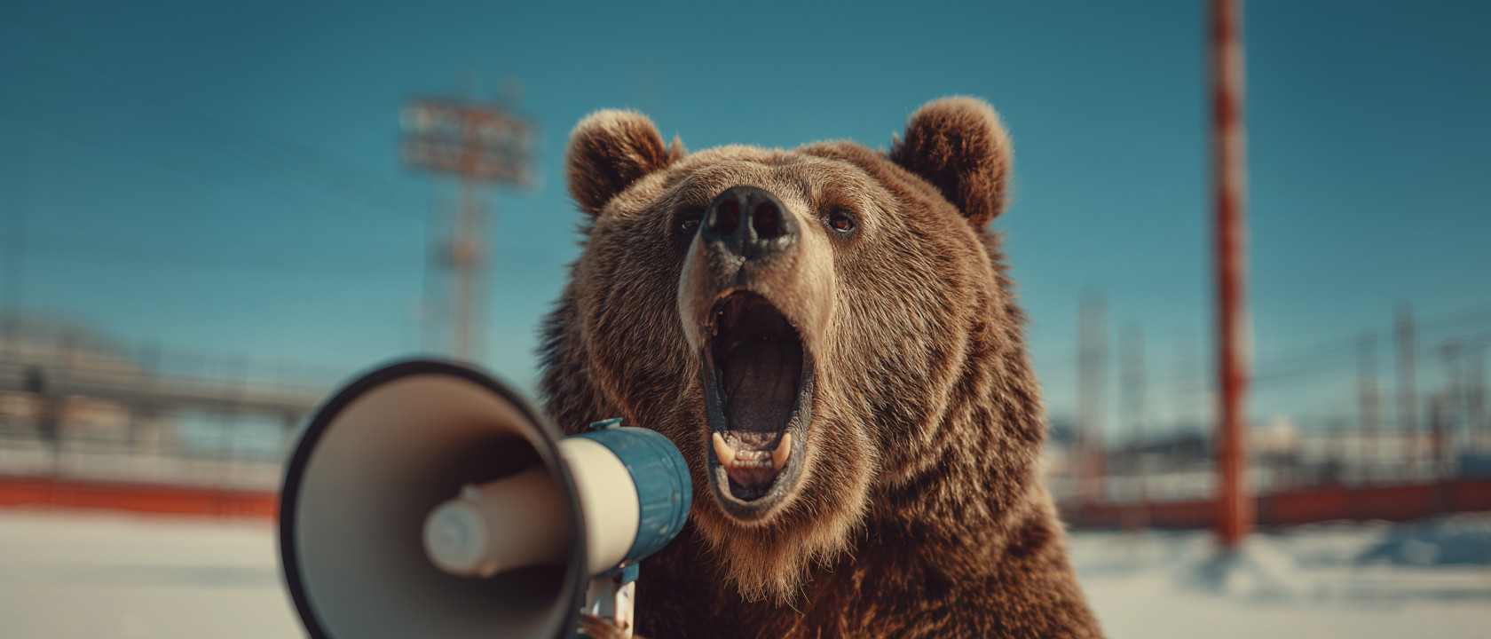 No Olympia Berlin Bär mit Megaphon