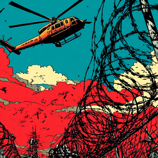 Helikopter und Stacheldraht